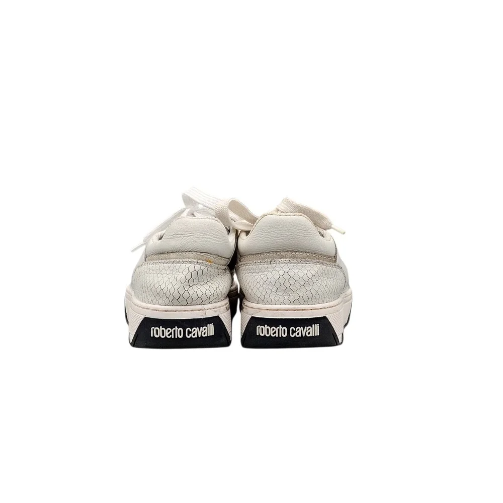 Roberto Cavalli Women's Size 37.5 EU 7.5 US RC Logo White Leather Sneakers READ
